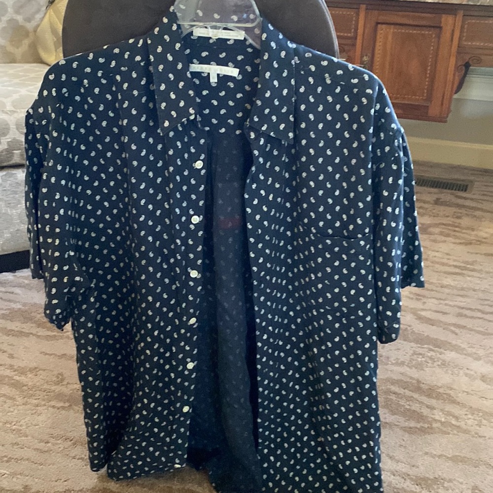 Silk button down with paisley